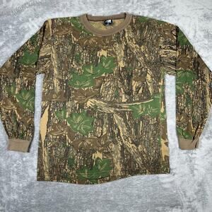 VINTAGE Ace Sportswear Shirt Men's M Camo Long Sleeve Trebark 80s Pocket USA